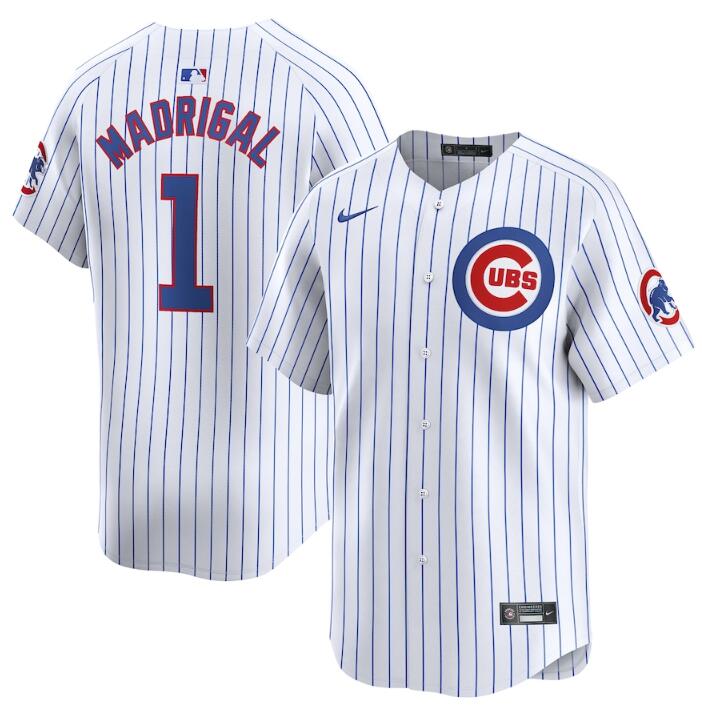 Men's Chicago Cubs #1 Nick Madrigal White 2024 Home Limited Stitched Baseball Jersey